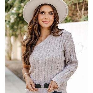 Off the Shoulder Cable Knit Sweater